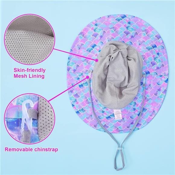 Kids Sun Hat Girls Bucket Hat Toddler Beach Blue - Picture 6 of 6